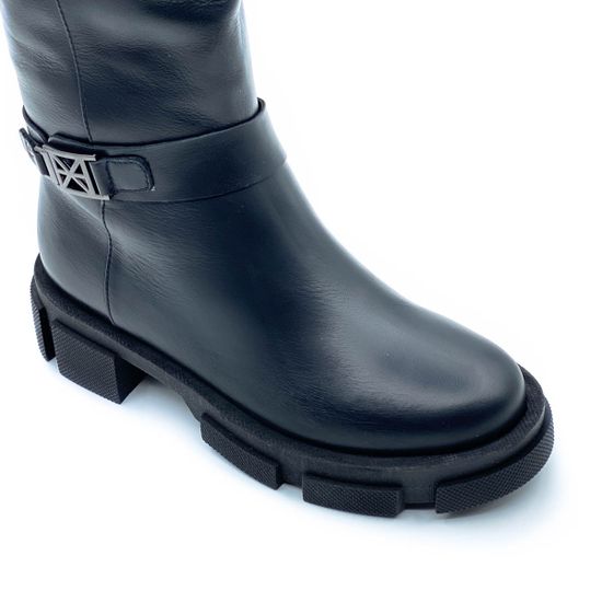 Сапоги Cover черные кожаные МЕХ - фото 5, 315907-2/1 COV