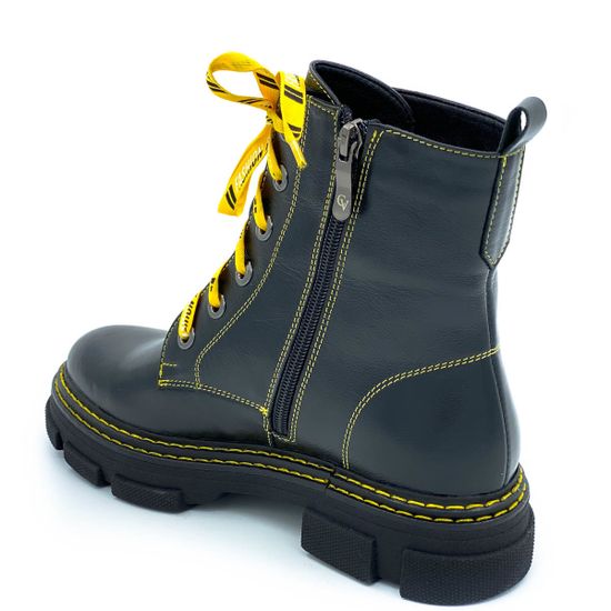 Ботинки Cover черно-желтые кожаные Байка - фото 3, 46782-1 COV