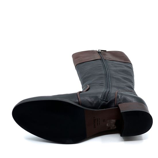 Сапоги Zamagni черно-коричневые кожаные демисезонные - фото 4, 