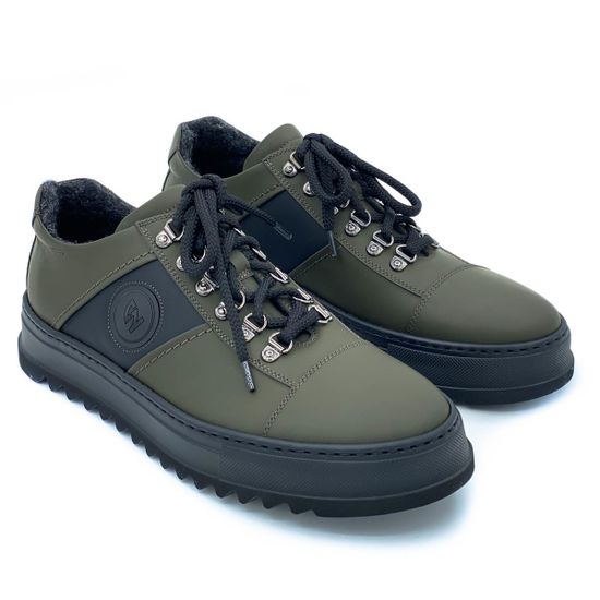 Кеды Giampieronicola черно-зеленые кожаные Байка - фото 8, 