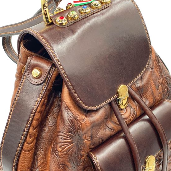 Рюкзак Marino Orlandi коричневый кожаный - фото 4, 