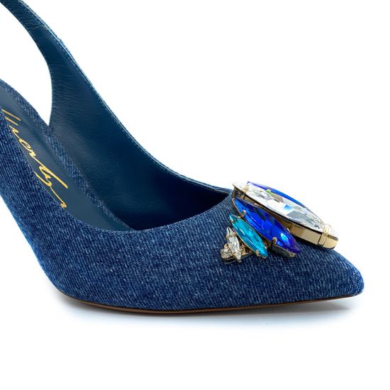 Туфли-лодочки Merlyn c открытой пяткой джинсовые - фото 6, 