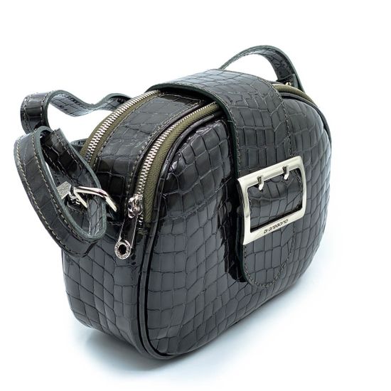 Клатч Di Gregorio зеленый лаковый тиснение под крокодила - фото 2, 