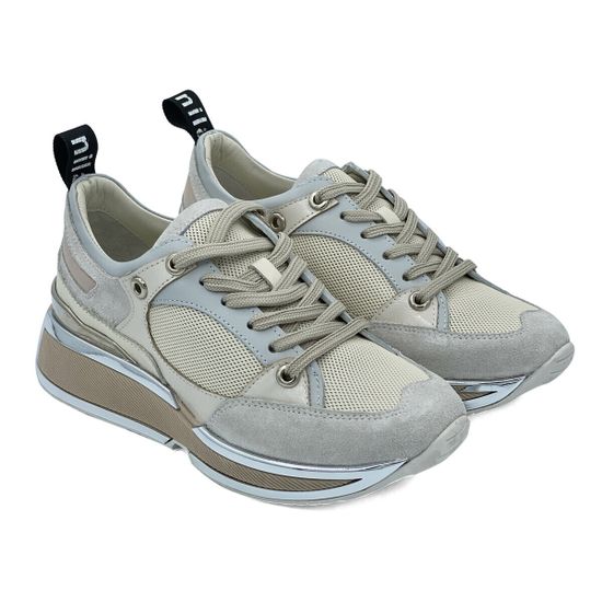 Кроссовки NILA NILA  демисезонные бело-серые кожаные/замшевые - фото 7, NO5816 NIL BIANCO