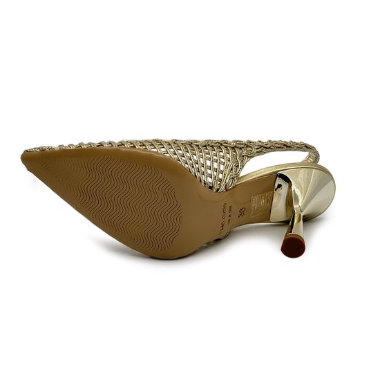 Туфли слингбэк Tiffi золотистые кожаные - фото 4, G504/90L TI PLATINA