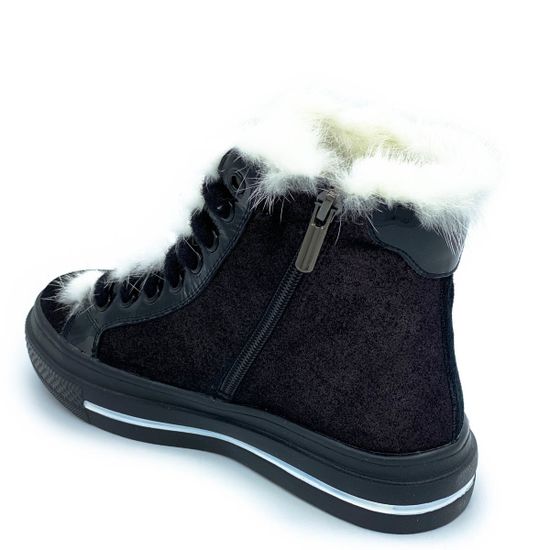 Ботинки Ilasio Renzoni черные замшевые МЕХ на черной подошве - фото 3, 