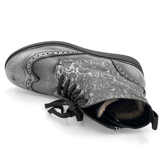 Ботинки Marzetti  серебряные кожаные МЕХ - фото 5, 