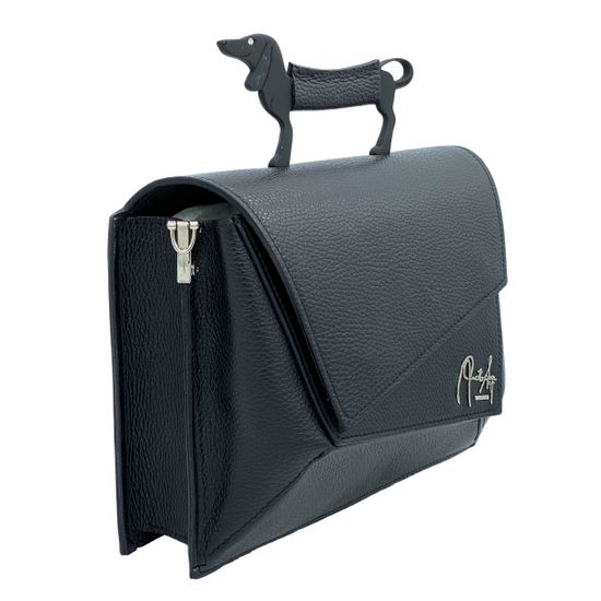 Сумка Renato Angi черная кожаная ручка-такса - фото 2, 