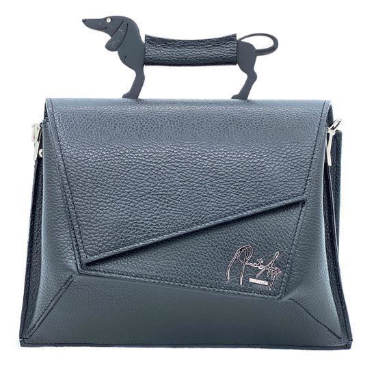 Сумка Renato Angi черная кожаная ручка-такса - фото 1, 