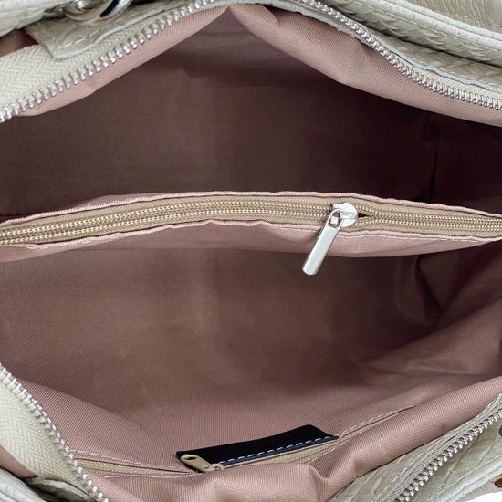 Сумка на плечо MOT CLE  кожаная плетеная бежевая - фото 5, B9601 MOT BEIGE