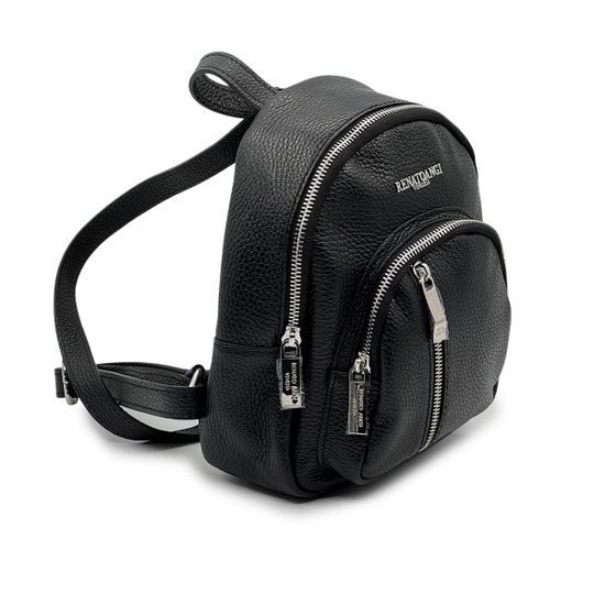 Сумка-рюкзак Renato Angi черная кожаная - фото 2,