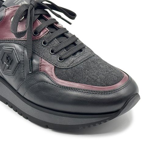 Кроссовки GIAMPIERONICOLA черные/бордовые кожаные демисезонные - фото 6, M393142 GPN NERO/BORDO