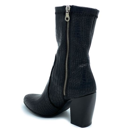Полусапоги Mimmu черные кожаные демисезонные тиснение под крокодила - фото 3, FK281Z19 MIM