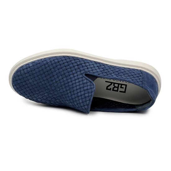 Слипоны GIANFRANCO BUTTERI синие из нубука плетеные - фото 5, 82604 BUT BLU