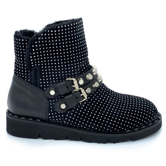 Ботинки Mimmu черные замшевые МЕХ - фото 1, 