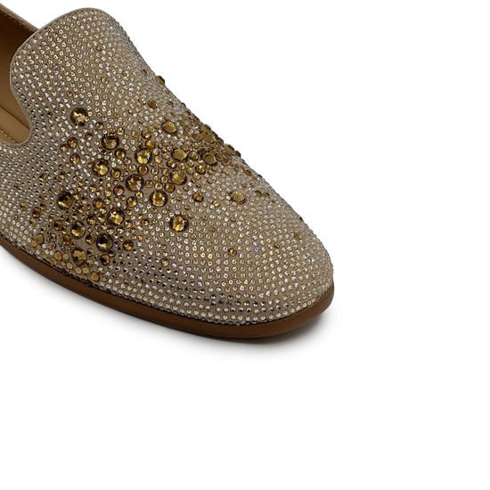 Лоферы женские TUFFONI замшевые бежевые со стразами - фото 6, 1024033VL TUF