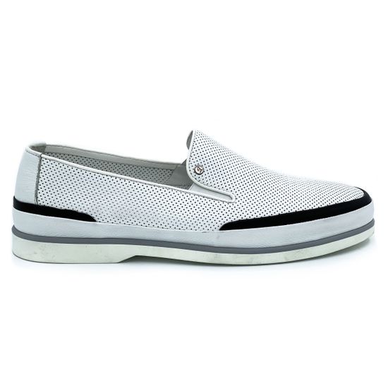 Слипоны Giampieronicola белые кожаные перфорированные - фото 1, 