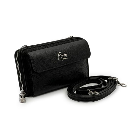 Сумка-клатч кросс-боди Renato Angi черная кожаная - фото 2,