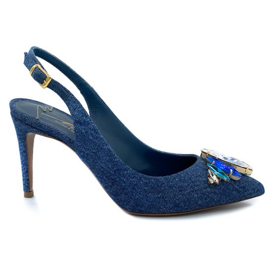 Туфли-лодочки Merlyn c открытой пяткой джинсовые - фото 1, 