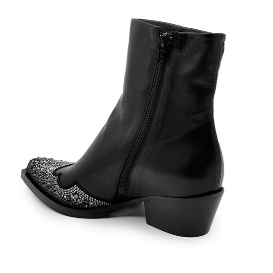 Ботинки казаки FRU.IT черные кожаные со стразами демисезонные - фото 3, 8358 FR