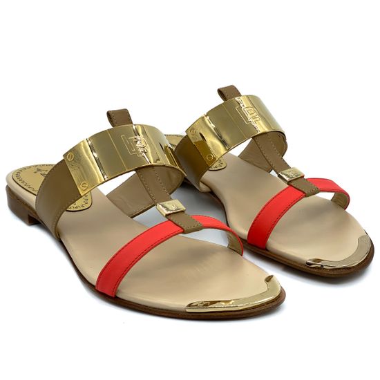 Шлепанцы Loretta Pettinari бежево-красные - фото 7, 