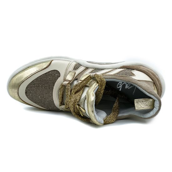 Кроссовки Lab Milano бежево-золотые кожаные - фото 5, 
