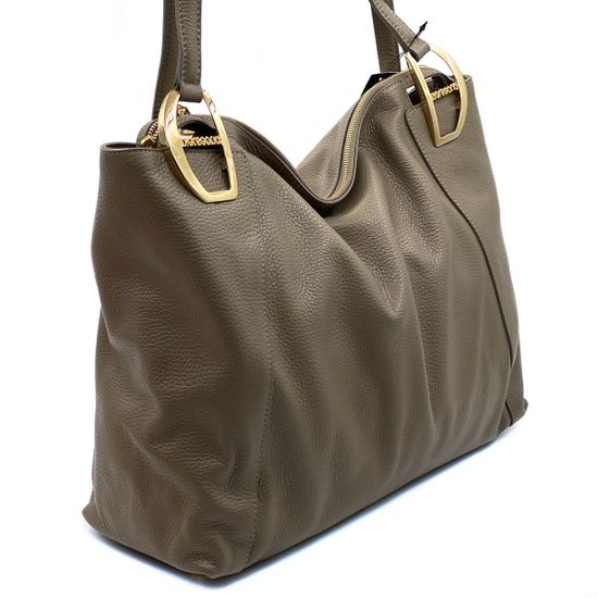 Сумка Di Gregorio бежевая кожаная - фото 2, 