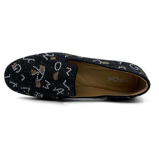 Слипоны Tuffoni кожаные черные с пайетками - фото 5, 