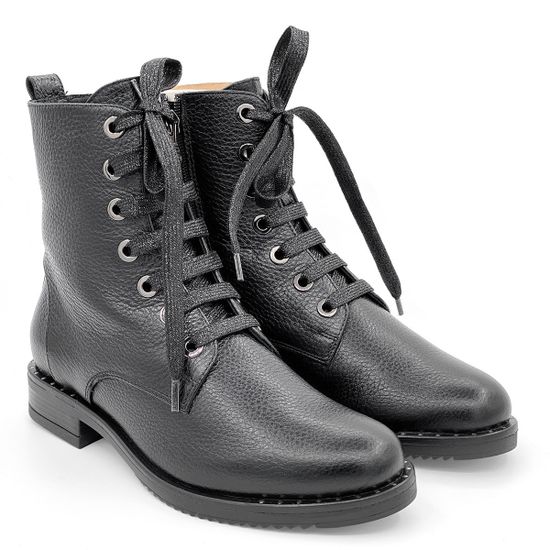 Ботинки Cover черные кожаные МЕХ - фото 7, 