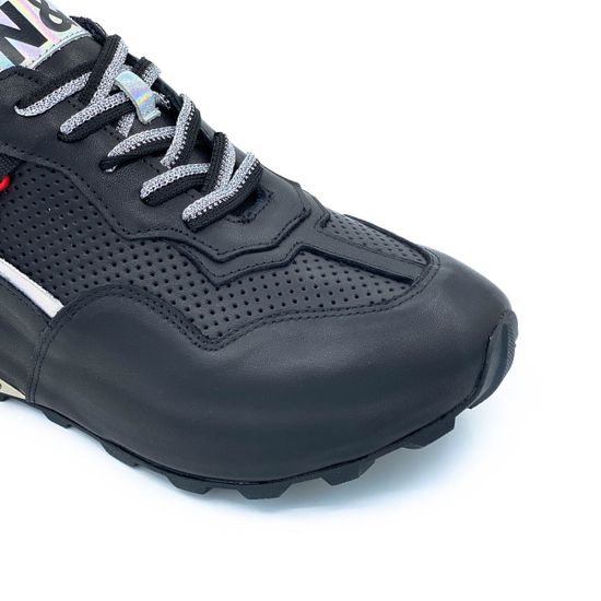 Кроссовки Nila&amp;Nila черные кожаные со сквозной перфорацией - фото 6, ZN10880 NIL NERO