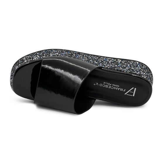 Шлепанцы Francesco V черные кожаные со стразами - фото 5, T118 FV NERO