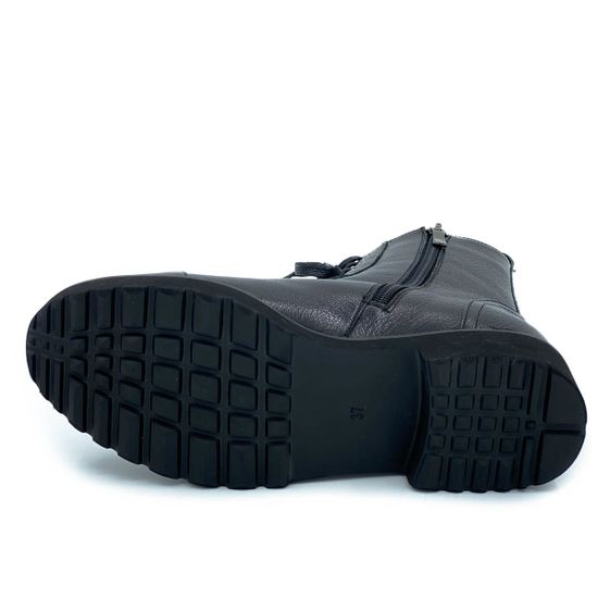 Ботинки Cover черные кожаные МЕХ - фото 4, 8379103-2 COV