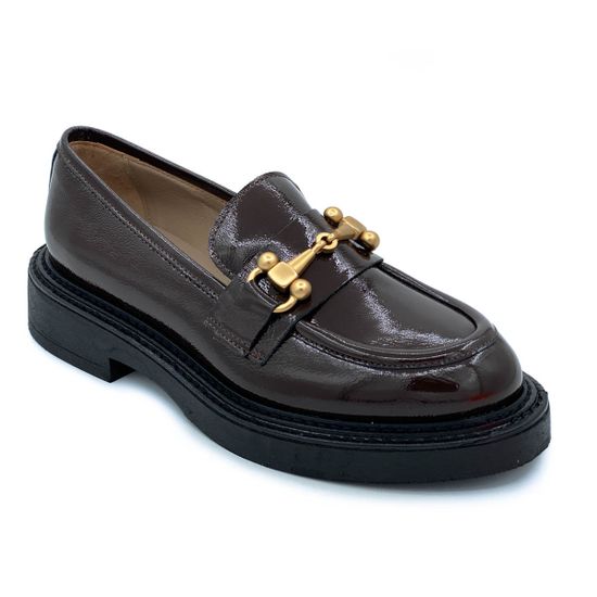 Лоферы Mimmu коричневые из лакированной кожи - фото 2, M303M10 MIM MORO