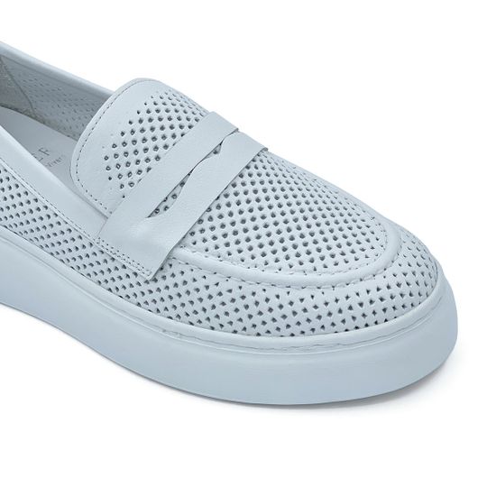 Лоферы CV Cover белые кожаные с перфорацией - фото 6, 01-74-200 COV