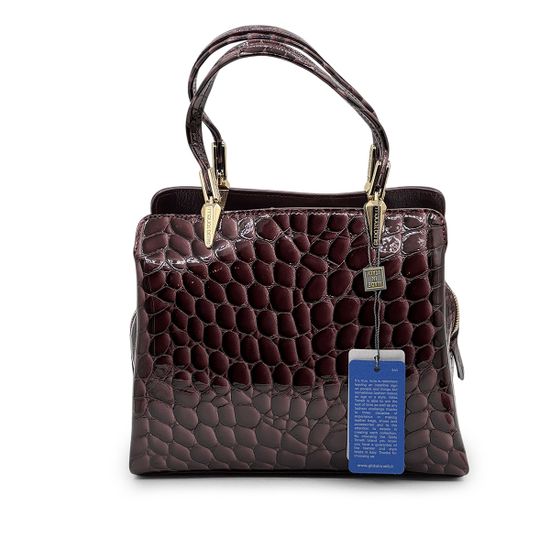 Сумка Gilda Tonelli фиолетовая лакированная тиснение &quot;крокодил&quot; - фото 3, 