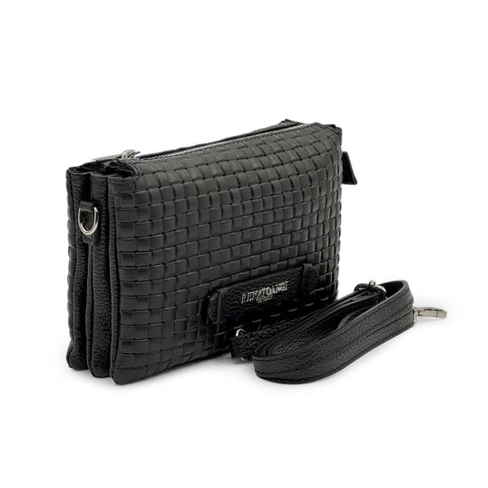 Клатч Renato Angi черный кожаный плетенный - фото 2, 3451417 RA NERO