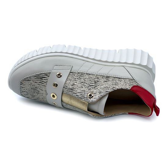 Кроссовки Mot-Cle кожаные бежевые с красным - фото 5, MOT2512 MOT