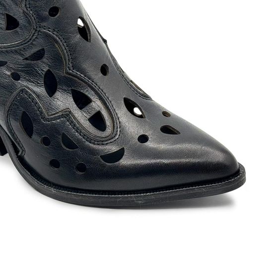 Ботинки казаки летние MIMMU черные кожаные - фото 6, M702M49 MIM NERO