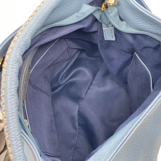 Сумка Di Gregorio голубая  кожаная - фото 5, 