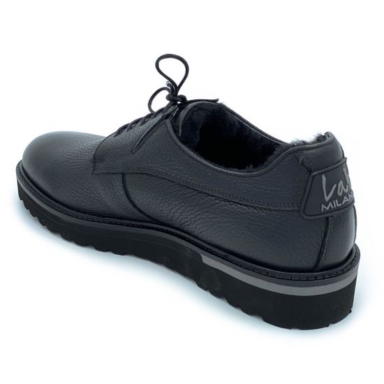 Ботинки Lab Milano черные кожаные МЕХ - фото 3, 