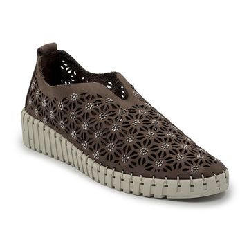 Слипоны Nila Nila коричневые из нубука с перфорацией - фото 2, ES025YA-175B NIL MORO