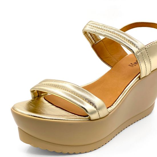 Босоножки Zamagni золотые кожаные на высокой платформе - фото 6, 2P791 ZAM