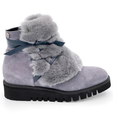 Ботинки Giada Gabrielli серые замшевые МЕХ - фото 1, 866(635) GABR