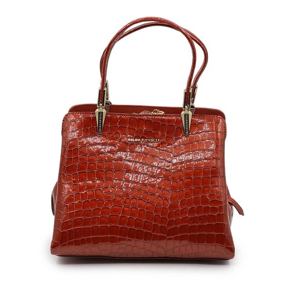 Сумка Gilda Tonelli красная лакированная тиснение &quot;крокодил&quot; - фото 1, 1903 TON ROSSO