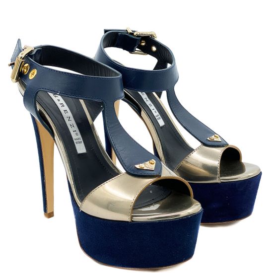 Босоножки Renzi кожа/замша синие на платформе - фото 7, 522901B RZ