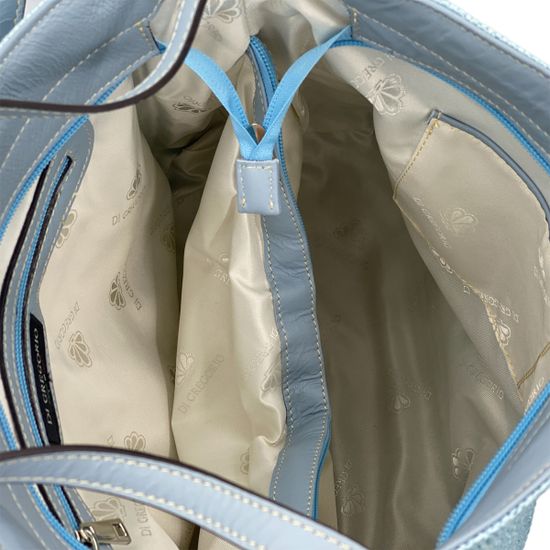 Сумка Di Gregorio кожа/текстиль голубая - фото 6, 3718 DG CELESTE