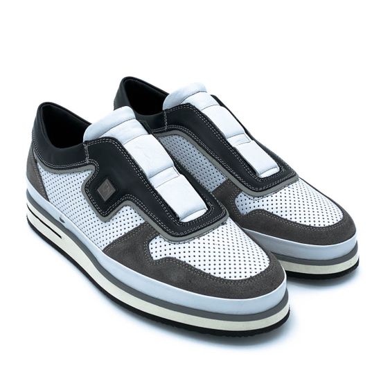 Кроссовки Giampieronicola бело-серые комбинация кожи и нубука - фото 7, A33879 GPN