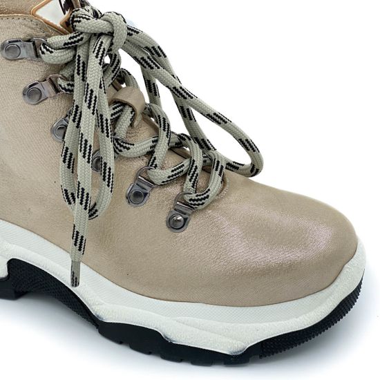 Ботинки Lab Milano бежевые кожаные МЕХ - фото 5, C20031 LAB VISONE