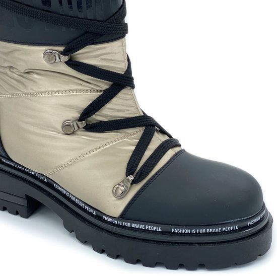 Ботинки Jeannot черно-бронзовые МЕХ текстиль - фото 5, 