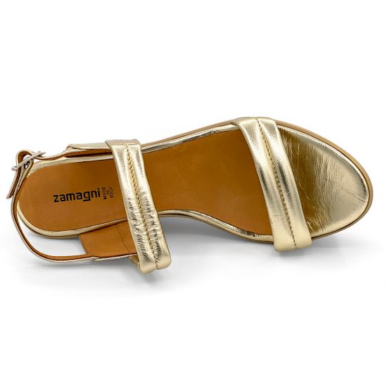 Босоножки Zamagni золотые кожаные на высокой платформе - фото 5, 2P791 ZAM